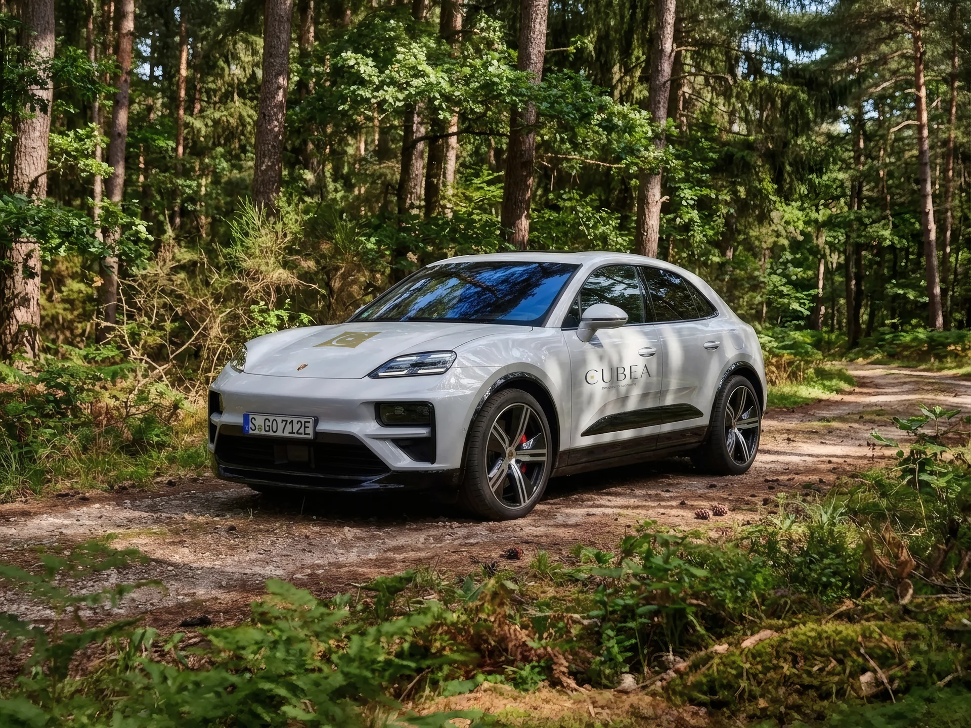 Cubea | Anreise und häufig gestellte Fragen Weißes Auto auf Waldweg umgeben von Bäumen und Grün