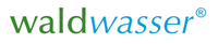 Logo von waldwasser in grüner und blauer Schrift